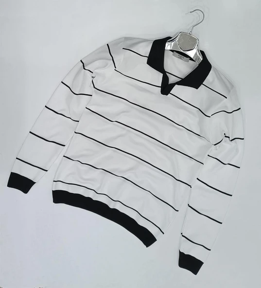 Slim Fit Polo Yaka Uzun Kol Erkek Örme Triko ürün görseli 1