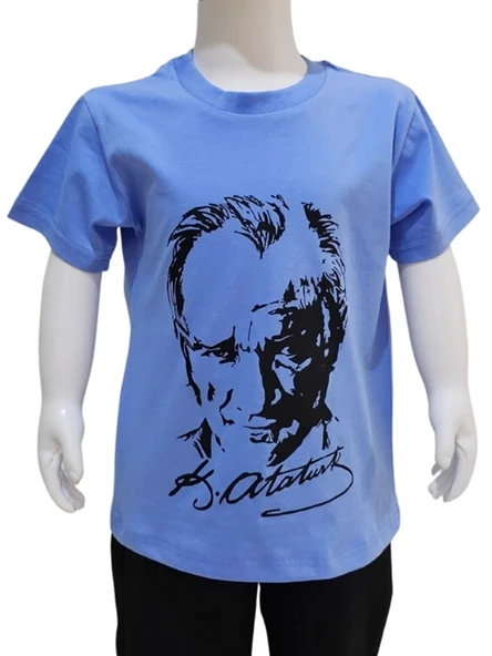 Atatürk Baskılı Mavi Tişört ürün görseli 1