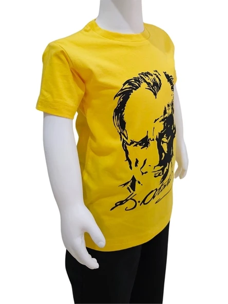 Atatürk Baskılı Sarı Tişört - Resim 2