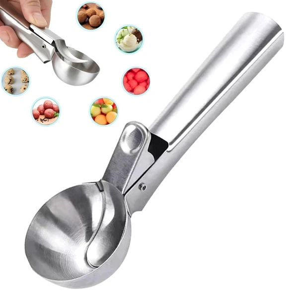 Paslanmaz Çelik Kurabiye Helva Dondurma Meze Servis Sunum Kaşığı Top Dondurma Kaşığı ürün görseli 1