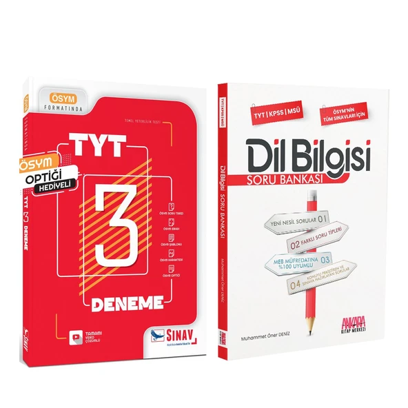 Sınav Yayınları TYT Tamamı Video Çözümlü 3 Deneme ve AKM Dil Bilgisi Soru Bankası Seti 2 Kitap ürün görseli 1