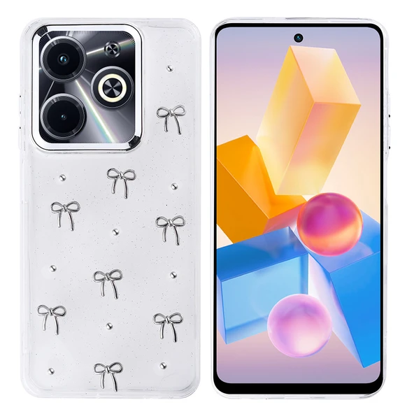 Gpack İnfinix Hot 40i uyumlu Kılıf Kenarlar Airbagli Simli Şeffaf Kutup Kapak ürün görseli 1