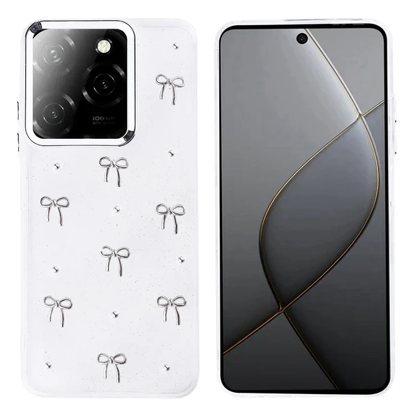 Gpack İnfinix Hot 40 uyumlu Kılıf Kenarlar Airbagli Simli Şeffaf Kutup Kapak ürün görseli 1