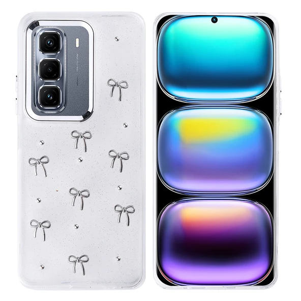 Gpack İnfinix Hot 50 Pro Plus 4G uyumlu Kılıf Kenarlar Airbagli Simli Şeffaf Kutup Kapak ürün görseli 1