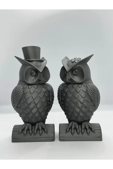 Nerva Design 3D 2'li Dekoratif Baykuş Obje - 15 Cm ürün görseli 1