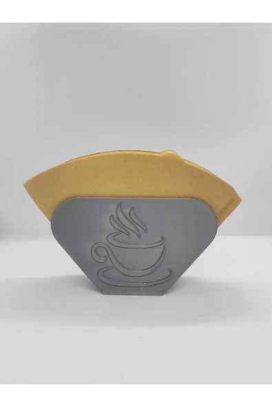 Nerva Design 3D Gümüş Renkli Filtre Kahve Kağıdı Tutucu Stant, Masaüstü ürün görseli 1