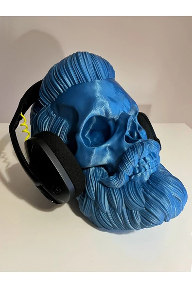 Nerva Design 3D Dekoratif Kurukafa Kulaklık Standı, Özel Tasarım Masaüstü Kulaklık Tutacağı/Tutucu, cm , Skull ürün görseli 1