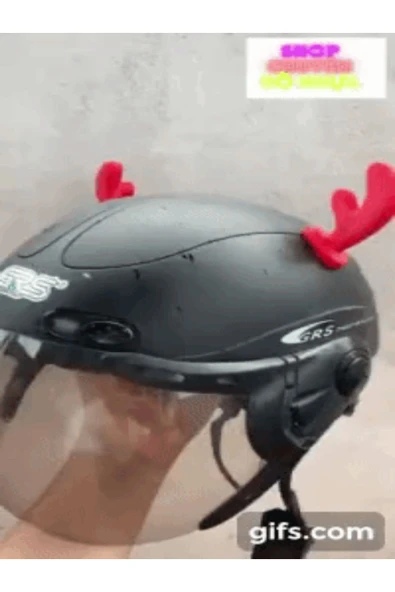 CANEREGE Kask Boynuzu Geyik Kask Süsü Yılbaşı Boynuzu Kırmızı Kask Aksesuarı 2'li Takım ürün görseli 1
