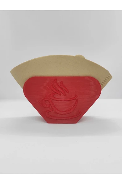 Nerva Design 3D Kırmızı Renkli Filtre Kahve Kağıdı Tutucu Stant Masaüstü ürün görseli 1