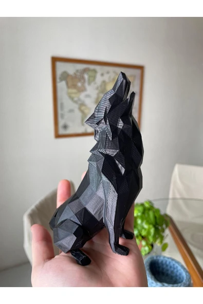 MilenyumStudios Farklı ve Kaliteli Poli Şekilli Ulayan Kurt Dekoru 14 cm ürün görseli 1