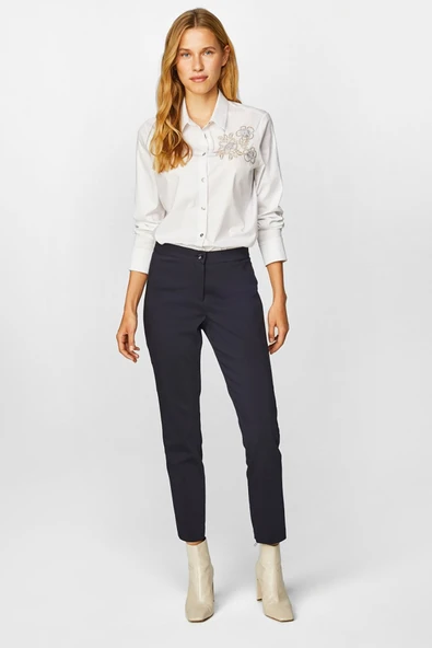 Faik Sönmez Minimalist Slim Fit Midi Kadın Pantolon - Günlük & İş ürün görseli 1