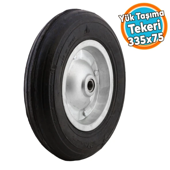 Yük Taşıma El Arabası Tekeri Bilyeli Rulmanlı Dubleks Teker 335x75 mm Çelik Jant ürün görseli 1