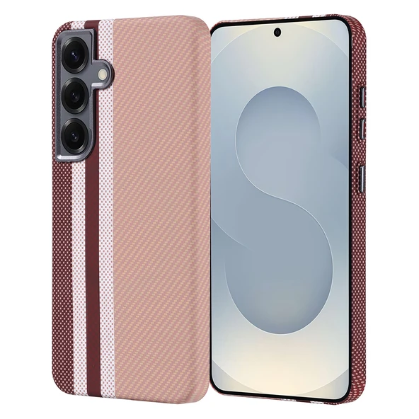 Samsung Galaxy S25 Kılıf Kablosuz Şarj Özellikli Karbon Fiber Görünümlü Nekst Kapak ürün görseli 1