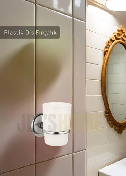 Plastik Diş Fırçalık Paslanmaz Lüks Diş Fırçası Tutacağı Krom ürün görseli 1