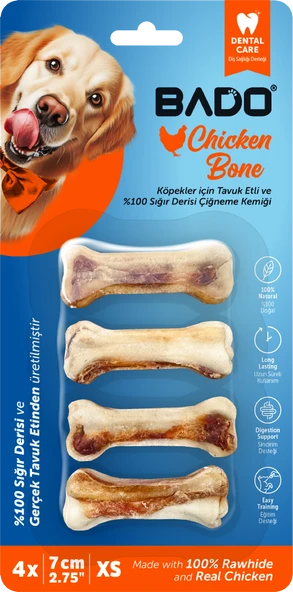 Bado Tavuk Çiğneme Kemiği 7 Cm 4Lü ürün görseli 1