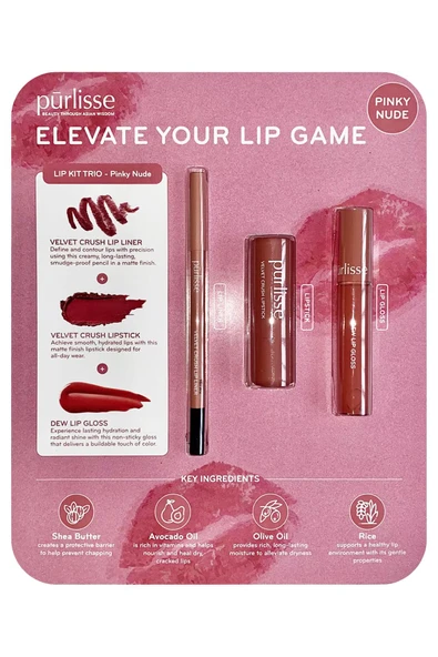 Purlisse Pinky Nude Üçlü Dudak Bakım Seti ürün görseli 1