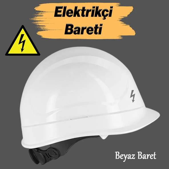 Elektrikçi Bareti Baş Koruyucu Baret Beyaz En 397:2012+A1:2012 Standartlara Uygun Kayışlı Ter Bezli ürün görseli 1
