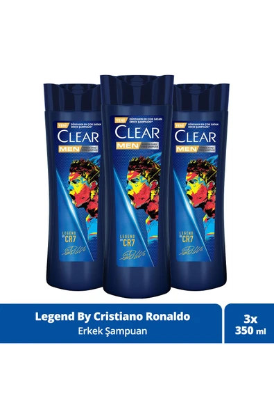 CLEAR Men Kepeğe Karşı Etkili Şampuan Legend By Cr7 350 ml X 3 ürün görseli 1