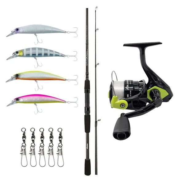 YekOutdoor Spin Olta Seti Okuma Wave Power 8'0 2.44 cm 15-40 gr 2 Parça Spin Kamışı&Okuma Fin Chaser X FNX-40NG Blue 1BB Olta Makinesi ürün görseli 1