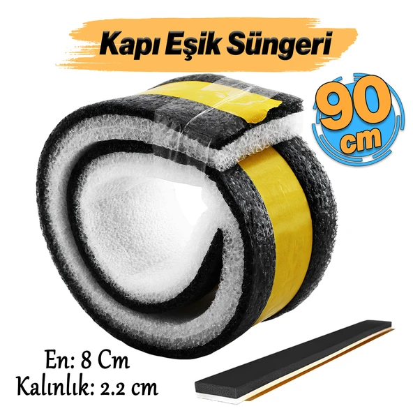 Yapışkanlı Kapı Altı Eşik Süngeri İnce Köpük Soğuk İzolasyon Bandı Fitili 90 cm Toz Böcek Engelleme ürün görseli 1