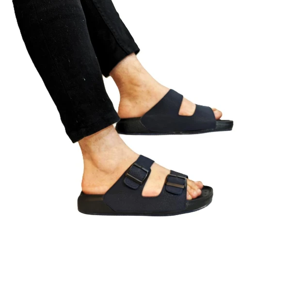 Pierre Cardin 7408 Lacivert Çift Tokalı Yumuşak Taban Erkek Terlik ürün görseli 1