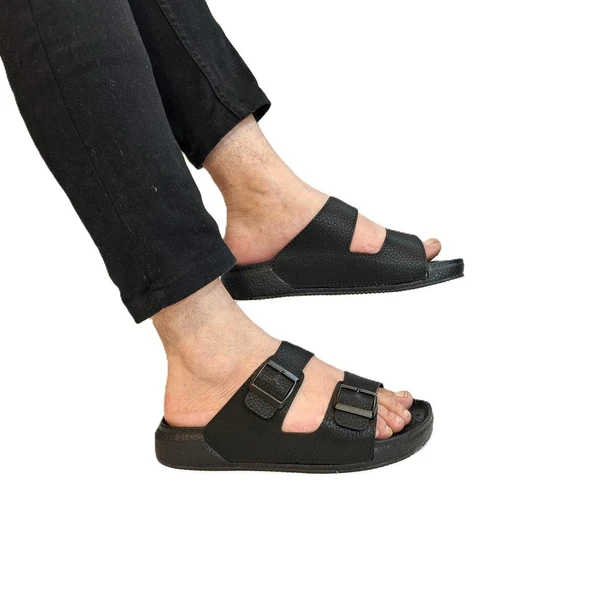 Pierre Cardin 7408 Siyah Çift Tokalı Yumuşak Taban Erkek Terlik ürün görseli 1