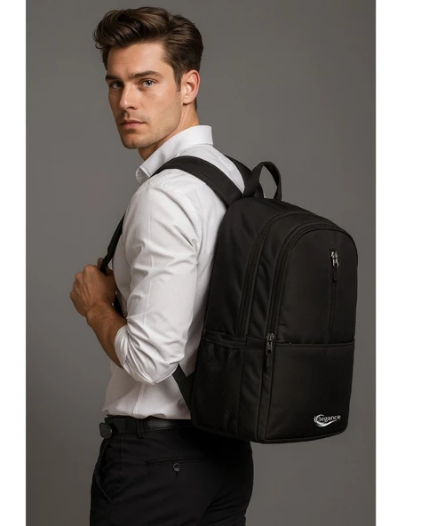 Elegance Unisex Geniş Hacimli Çok Gözlü Su Geçirmez Lise Ortaokul İlkokul Okul Çantası SİYAH ürün görseli 1
