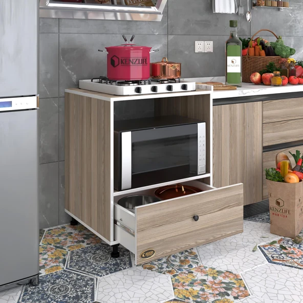 Kenzlife ocak dolabı nevresel crd 85*70*60 XLARGE çekmeceli hazır mutfak klasik setüstü ocak için sabit tabla ürün görseli 1