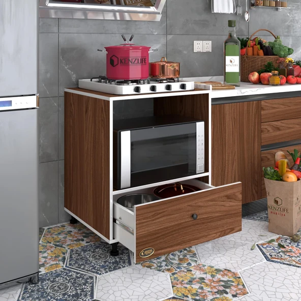 Kenzlife ocak dolabı nevresel cvz 85*70*60 XLARGE çekmeceli hazır mutfak klasik setüstü ocak için sabit tabla ürün görseli 1