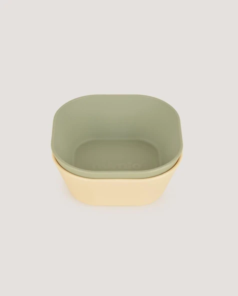 Kare Bebek Mama Kasesi 2'li Set Sage Green - Vanillia ürün görseli 1