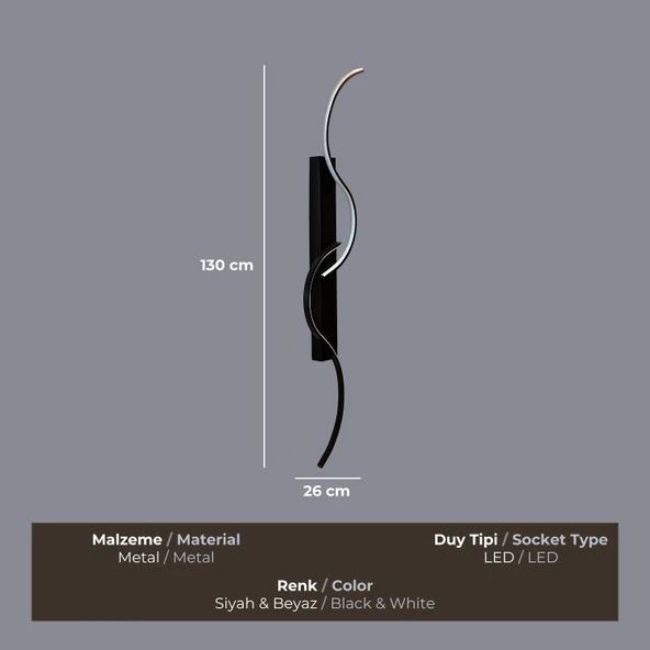Spira LED Siyah Aplik - Resim 3