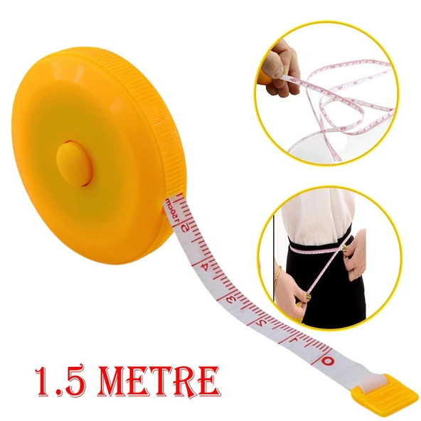 Basmalı Otomatik Metre 150 cm Mezura Makaralı Ölçüm Terzi Mezurası 1,5 Metre Diyetisyen Bel Bandı ürün görseli 1