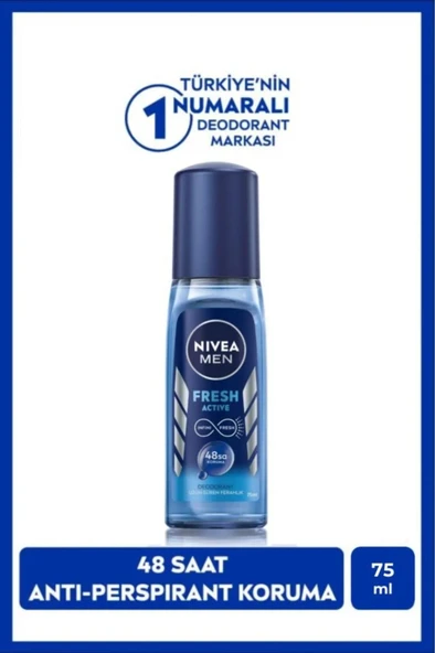 NIVEA Men Erkek Pump Sprey Deodorant Fresh Active 75ml, Ter Ve Ter Kokusuna Karşı 48 Saat Koruma ürün görseli 1