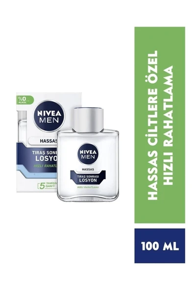 NIVEA MEN Erkek Hassas Ciltler Tıraş Sonrası Losyon 100ml, Hızlı Rahatlama, Yatıştırıcı, Tahriş Önleyici ürün görseli 1
