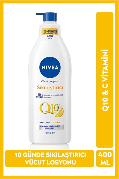 NIVEA Q10 Sıkılaştırıcı Vücut Losyonu 400ml, 10 Günde Sıkılaş, C Vitamini, Nemlendirici, Normal Ciltler ürün görseli 1
