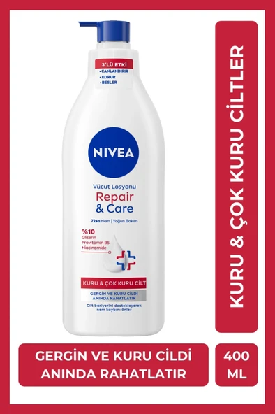NIVEA Repair&care Yoğun Bakım Derinlemesine Nemlendirici Vücut Losyonu, 72 Saat Koruyucu,çok Kuru Ciltler ürün görseli 1