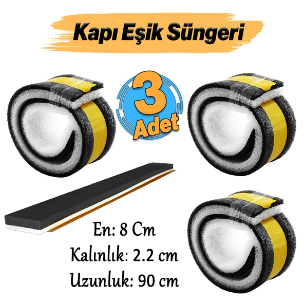 Yapışkanlı Kapı Altı Eşik Süngeri İnce Köpük Soğuk İzolasyon Bandı Fitili 90 cm Toz Böcek Engelleme ürün görseli 1