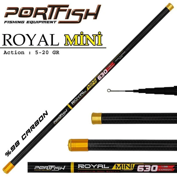 Portfish Mini Royal Carbon Göl Kamışı 630 cm 5-20 gr ürün görseli 1