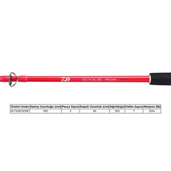 Daiwa New Sensor 1.80m 30lb 2P Trolling Kamış - Resim 2