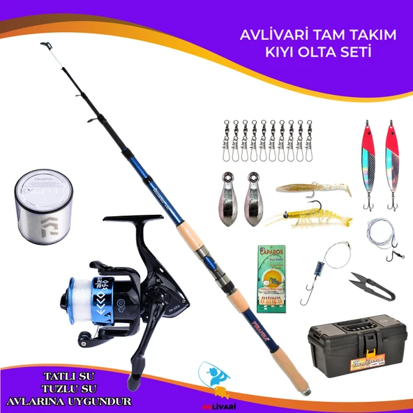 Avlivari Kube Ultimate 300 Cm 50-100 Avlivari Ecco 5000 Olta Makinası  Tam Takım Lüx Usta Profesyonel Hobi Göl ve Deniz Olta Seti ürün görseli 1