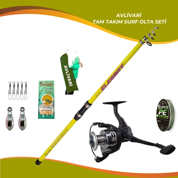AlbaStar Elegant 390 Cm100-200 Gr Olta Kamışı - Avlivari Kube 5000 Metal Olta Makinası Tam Takım Kıyı Hobi Olta Seti ürün görseli 1