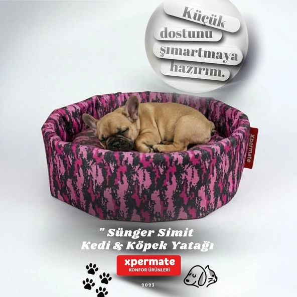 XPERMATE Sünger Simit Köpek Yuvası Küçük Irk Köpek Yatağı Ve Kedi Yatağı 45 CM Kamuflaj ürün görseli 1