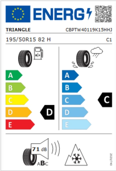 Triangle TW401 WinterX 195/50R15 82H Oto Kış Lastiği (Üretim Yılı:2023) ürün görseli 1