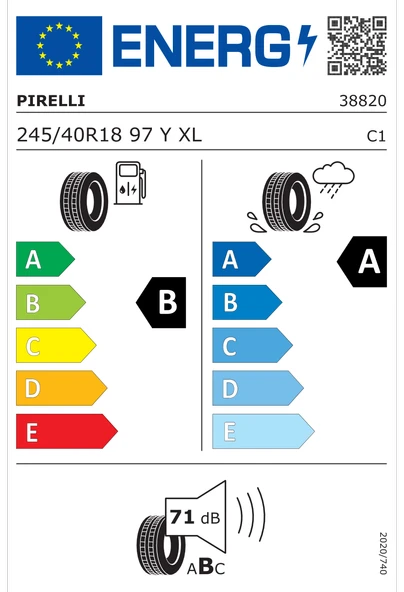 Pirelli Powergy 245/40R18 97Y XL Oto Yaz Lastiği (Üretim Yılı:2024) ürün görseli 1
