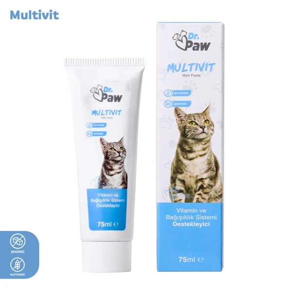Multivit Malt Paste: Kediler için Glütensiz ve Şekersiz Günlük Vitamin Takviyesi (100 gr) ürün görseli 1