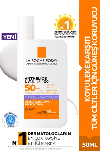 La Roche Posay Anthelios Uvmune 400 Spf50+ Melasyl İçeren Koyu Leke Karşıtı Akışkan Koruyucu Yüz Güneş Kremi 50ML ürün görseli 1
