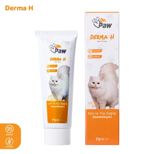 Derma H Malt Paste: Kediler için Glütensiz ve Şekersiz Tüy ve Cilt Sağlığı Destekleyici (100 gr) ürün görseli 1