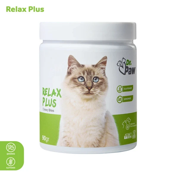 Relax Plus: Kediler için Glütensiz ve Şekersiz Stres Azaltıcı Çiğnenebilir Tablet (90 gr) ürün görseli 1