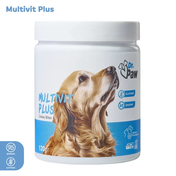 Multivit Plus: Köpekler için Glütensiz ve Şekersiz Günlük Vitamin Takviyesi Çiğnenebilir Tablet (120 gr) ürün görseli 1