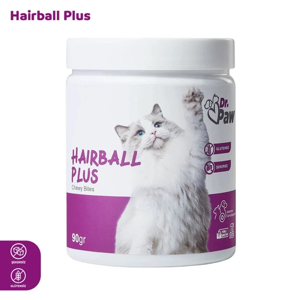 Hairball Plus: Kediler için Glütensiz ve Şekersiz Tüy Yumağı Engelleyici Çiğnenebilir Tablet (90 gr) ürün görseli 1